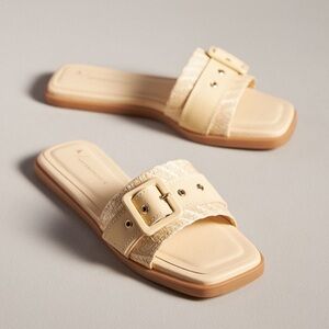 Anthropologie Light Sand Buckle Slide Sandals – Size 40 (9/9.5)